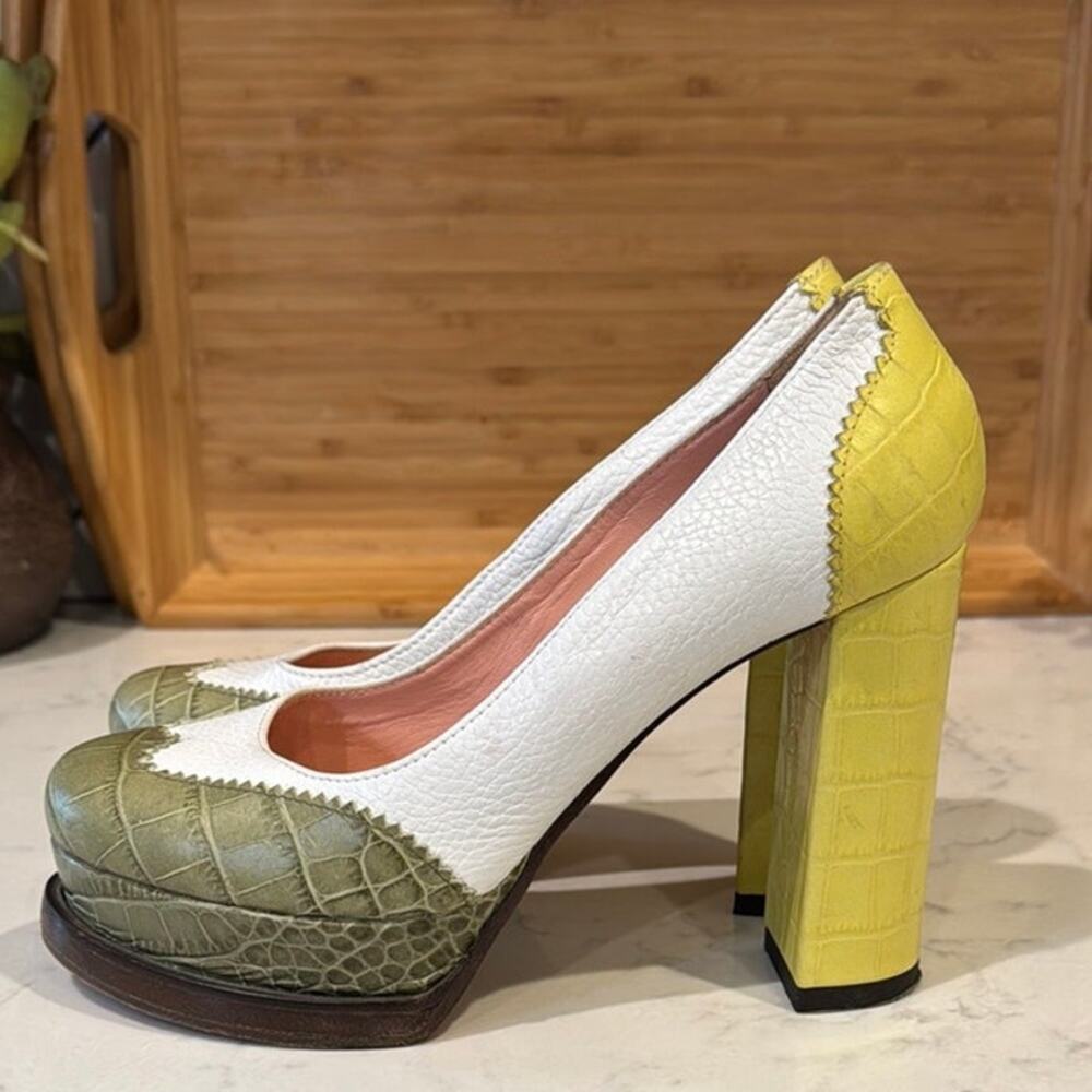 Studio Pollini leather croc color blocked platform size 7 academia rockabilly